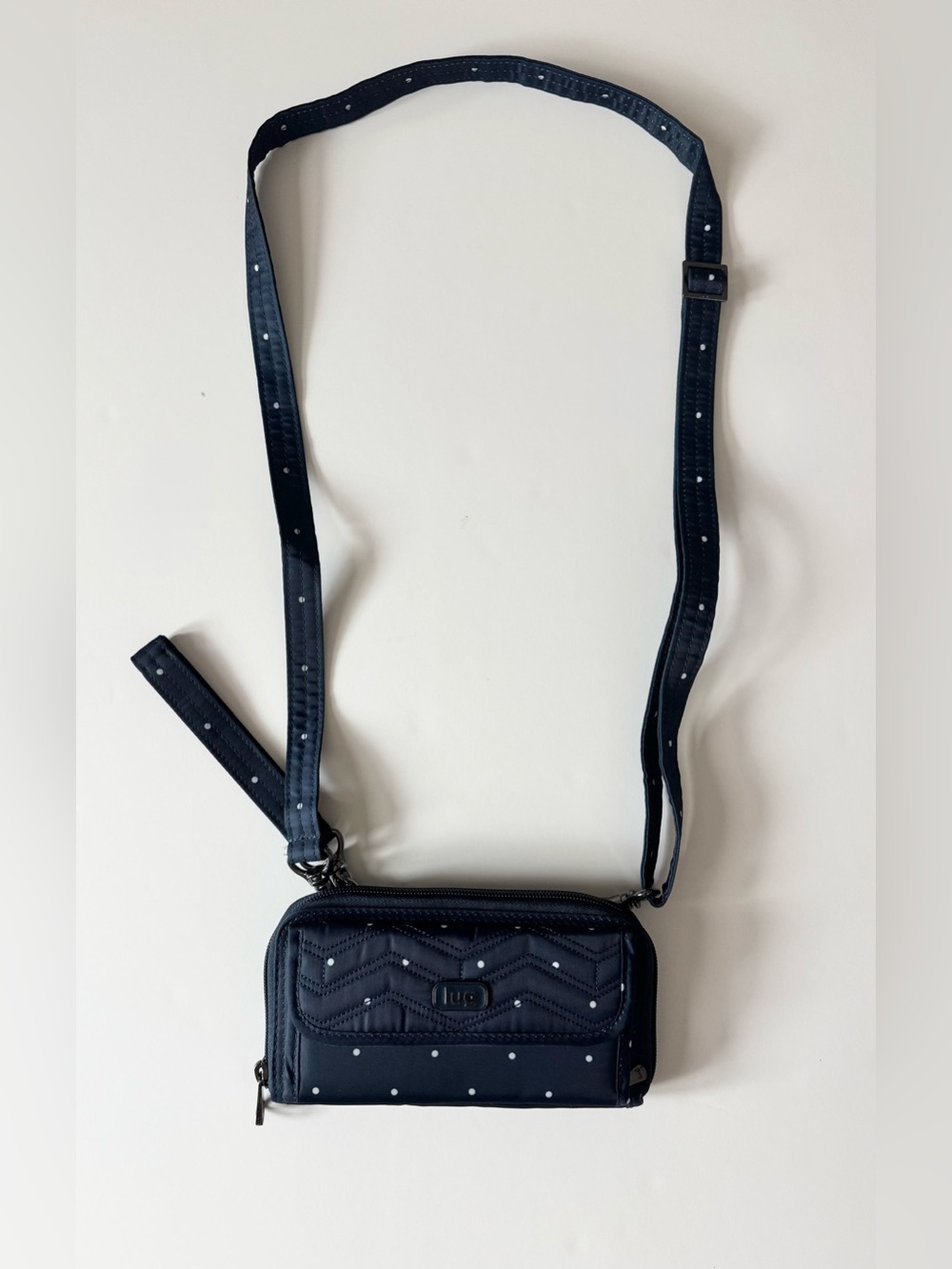 Lug Kickflip SE Convertible RFID Crossbody/Wristlet Wallet, Blue/White, NWOT